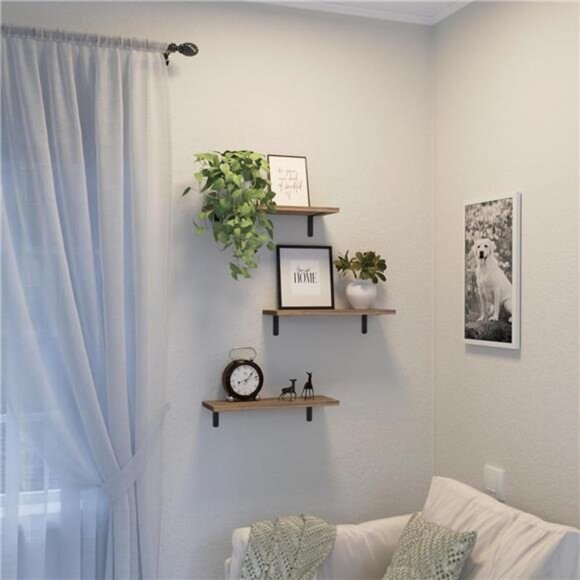 Floating Shelves, 3 Sets Wall Shelves, Wooden Floating Shelves for Wall Décor, - Picture 6 of 8